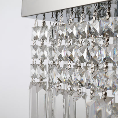 Modern Crystal Ceiling Light Square Crystal Chandelier for Living Room, Dining Room, Hall, 5 x E14 Lamp Holders, Silver, 80 x 25 x 23cm