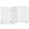 PawHut Foldable Dog Gate, Freestanding Pet Gate, with Two Support Feet, for Staircases, Hallways, Doorways - White