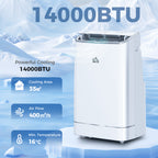 14000 BTU Mobile Air Conditioner, 35m², Smart Home WiFi, with Dehumidifier, Fan, 24H Timer, Window Kit, White