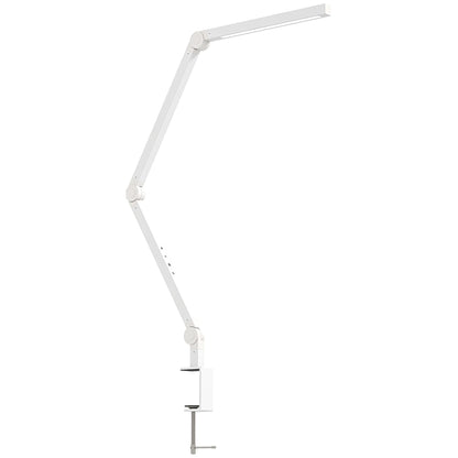 LED Desk Lamp, Dimmable Desk Light with Swing Arm and Clamp, Adjustable Eye-Caring Table Lamp with 2 Colour Modes & 5 Brightness Levels for Study, Drawing, Office, Architect, Task, White