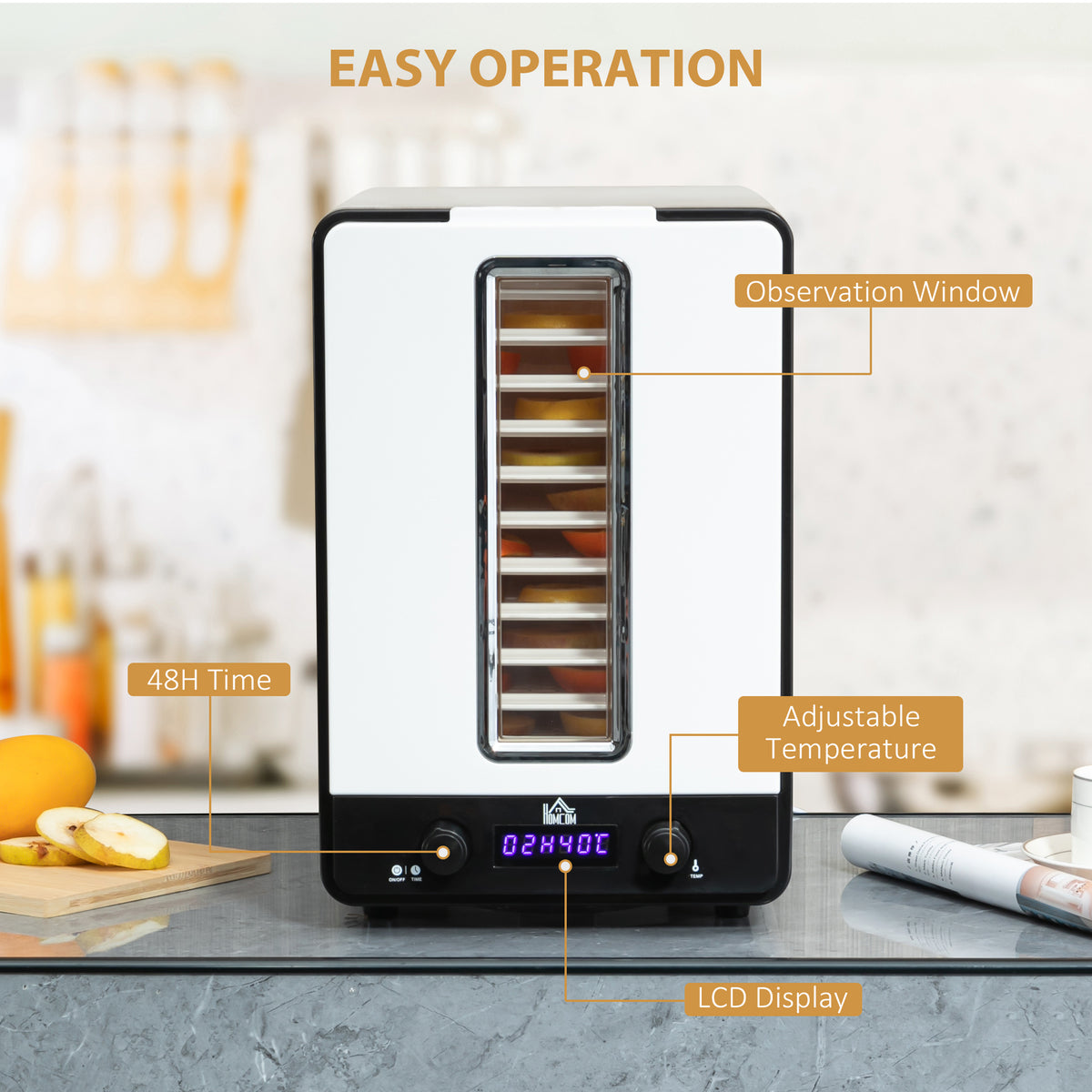11-Tray Food Dehydrator, 40-70? Temperature and Timer