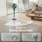 20 dB Silent Standing Fan for Bedroom, 42" Pedestal Fan with Remote, 90° Oscillating, 8 Speeds, Remote Control, Grey
