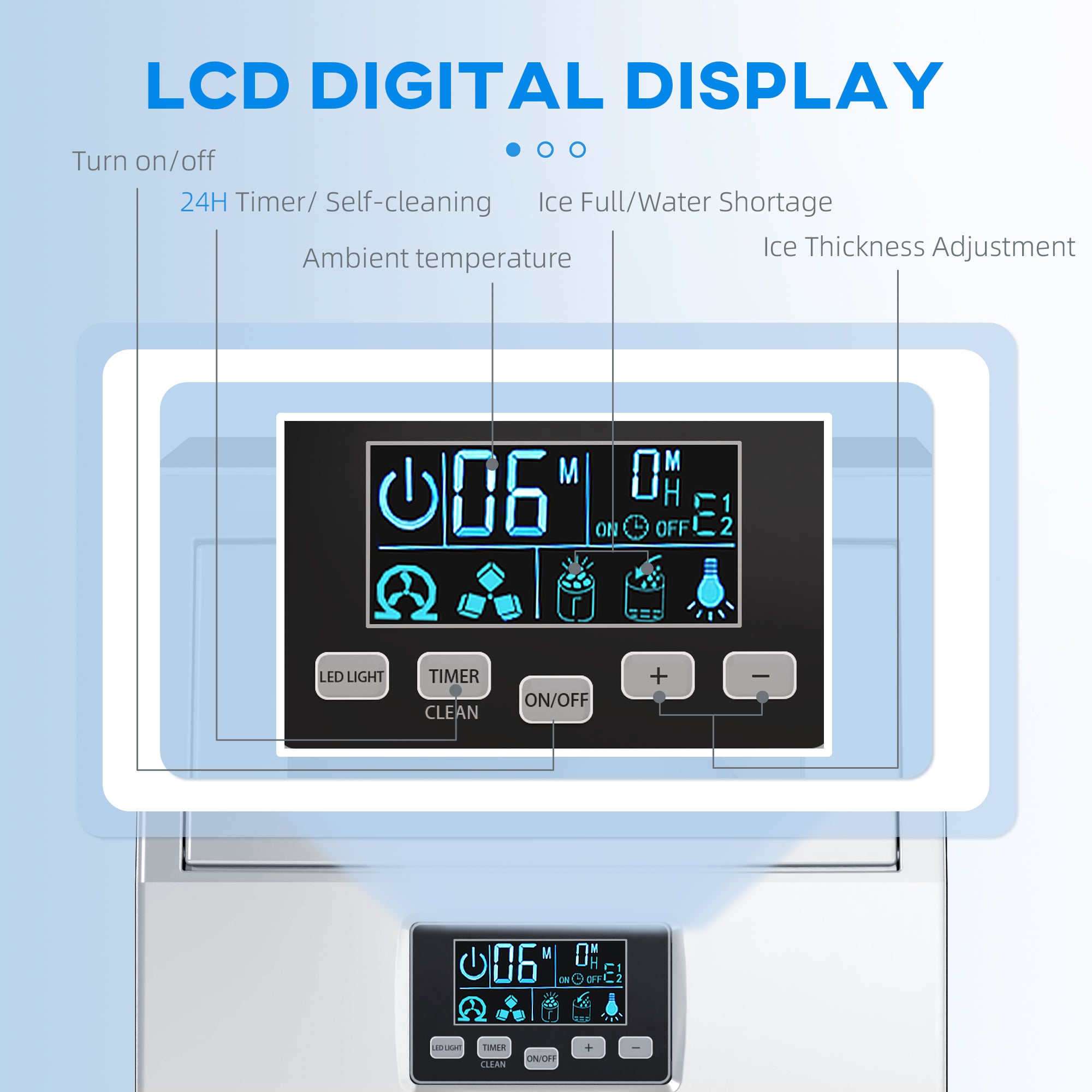 Commercial Ice Maker with 4kg Ice Storage - Silver Tone