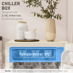 Under Counter Fridge, 91L Small Fridge with Chiller Box, Removable Shelf, Reversible Door, Adjustable Legs, Mini Refrigerator, Beige