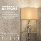 Corner Floor Lamp with Shelves, Tall Standing Lamps for Living Room, with Pull Chain Switch Bulb not Included, Grey