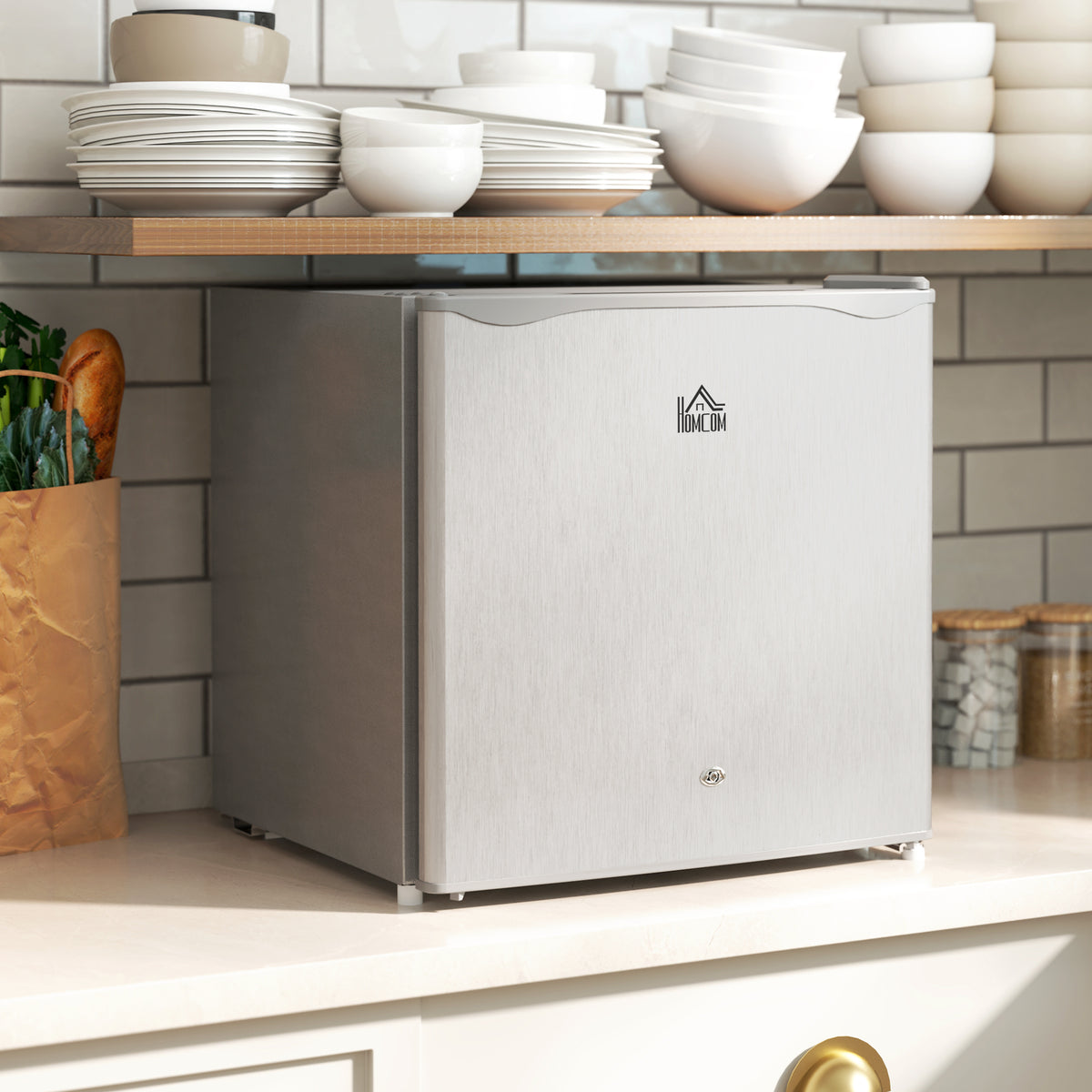 46 Litre Lockable Countertop Fridge - Grey