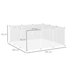 PawHut Pet Playpen DIY Small Animal Cage Open Enclosure Portable Plastic Fence 12 Panels for Hedgehog Guinea Pig White