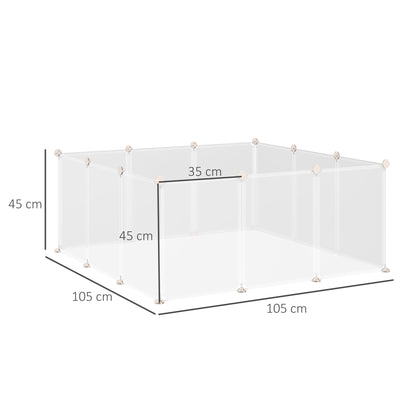 PawHut Pet Playpen DIY Small Animal Cage Open Enclosure Portable Plastic Fence 12 Panels for Hedgehog Guinea Pig White