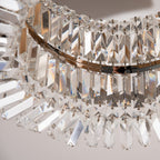 Crystal Ceiling Lights Set of 2, Modern Flush Chandeliers with Stainless Steel Base, Pendant Lights for Living Room Bedroom Dining Room, Silver Tone