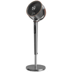 20dB Silent Standing Fan, 70°+90° Auto Oscillating Fan with 12 Speeds, LED Light, Air Circulator, Remote Control, 12H Timer, for Bedroom, 46 Inch, Grey