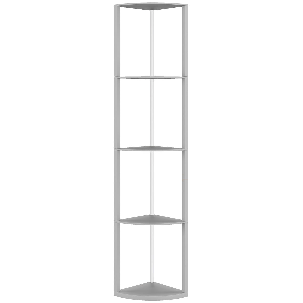 RGB LED Floor Lamp with Shelves, 5-Tier Dimmable Standing Lamp with Adjustable Brightness and Remote Control, Modern Corner Display Shelf Unit for Living Room Bedroom Office, Grey