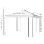 Outsunny 3 x 3m Outdoor Steel Gazebo with 2 Tier Roof, Garden Gazebo Patio Canopy Marquee Shelter with Decorative Steel Frame - Cream
