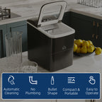 12kg Countertop Ice Cube Machine, with Scoop - Black