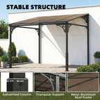 Outsunny 3 x 2.87 m Metal Lean-to Pergola, Wall-Mounted Hardtop Garden Pergola with Polycarbonate Roof and Metal-Aluminium Frame