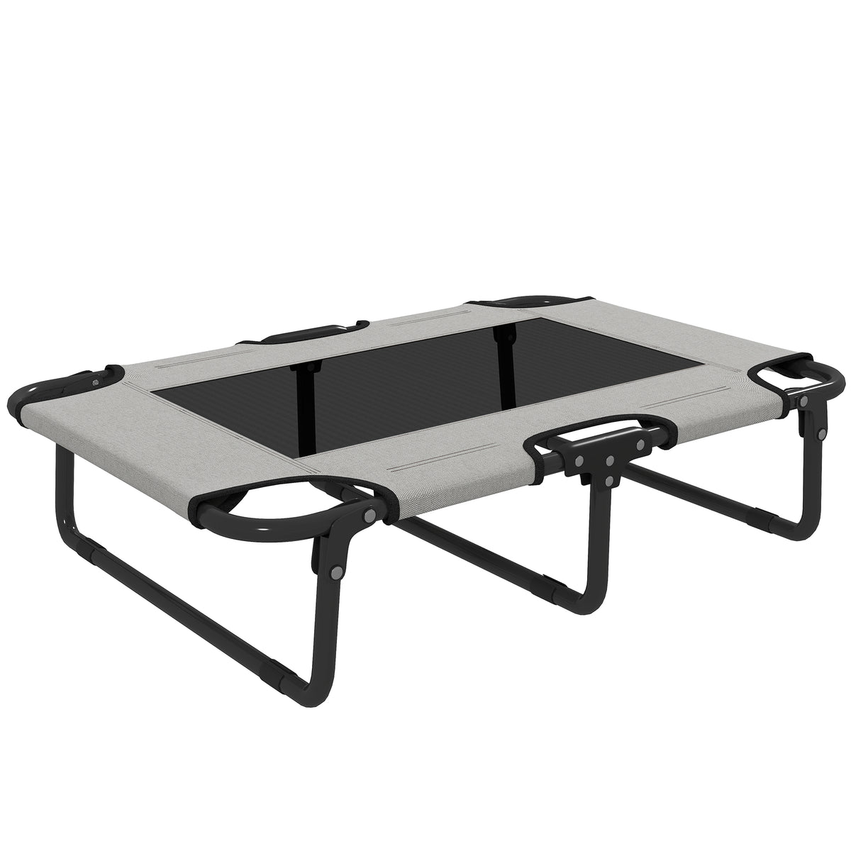 PawHut Portable Raised Dog Bed, Elevated Pet Cot with Breathable Mesh for Indoor Outdoor, for Small Medium Dogs, Light Grey