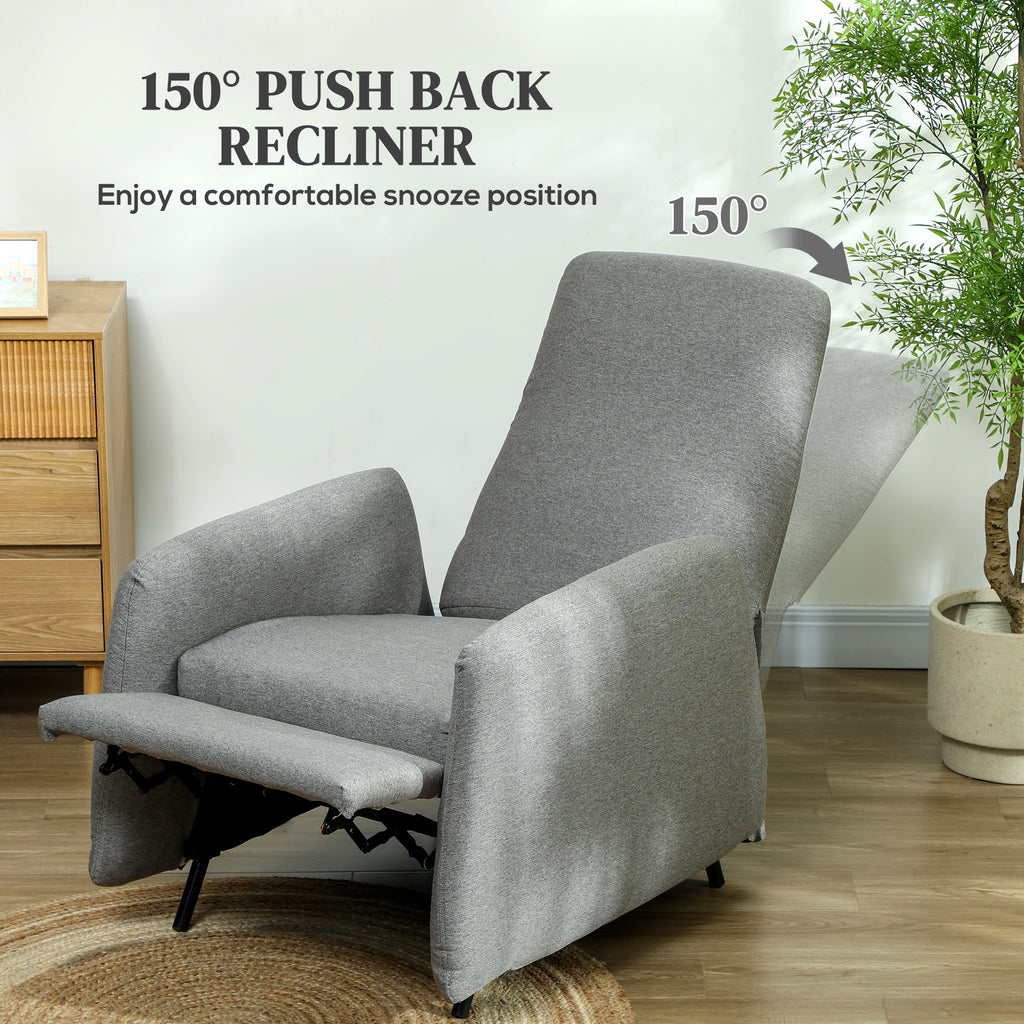 HOMCOM 150° Manually Reclining Chair, with Footrest - Grey