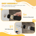 PawHut Dog Gate Pet Safety Gate Stair Barrier Pressure Mount Adjustable 76-82/86-97/101-107 cm, Black