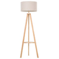 Tripod Floor Lamp, Freestanding Bedside Light Reading Light with Storage Shelf and Linen Shade for Living Room Bedroom, 154cm, Cream