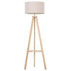 Tripod Floor Lamp, Freestanding Bedside Light Reading Light with Storage Shelf and Linen Shade for Living Room Bedroom, 154cm, Cream