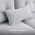 HOMCOM 2 Seater Sofa with Spring Cushion, Fabric Sofa with Wooden Legs, Modern Love Seat for Living Room, 140cm Width Tufted Couch for Bedroom, Light Grey