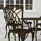 Outsunny 5 Pieces Garden Dining Set for 4, Cast Aluminium Outdoor Dining Set with 4 Armchairs and Round Dining Table with Parasol Hole, Garden Furniture Bistro Set, Bronze Tone