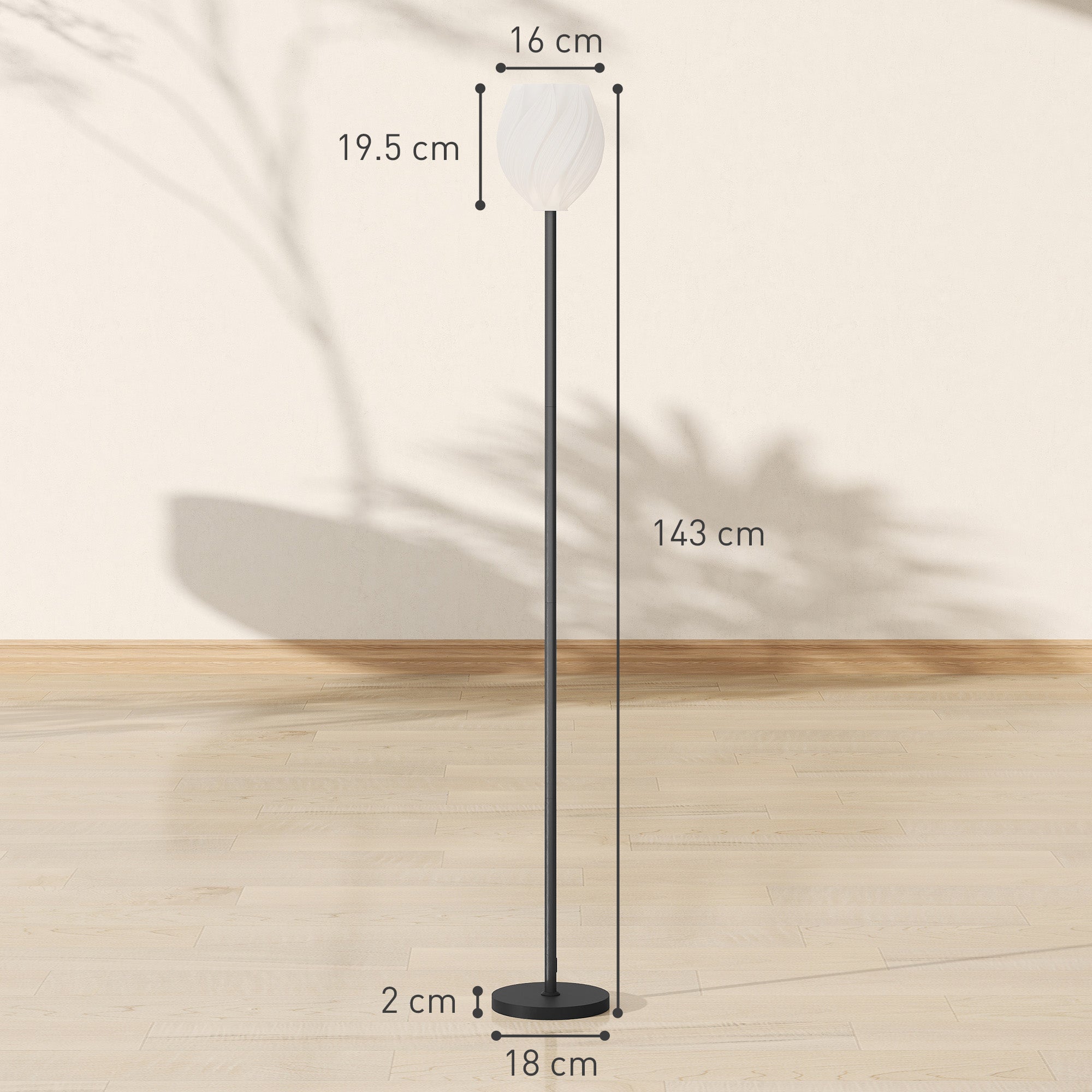 Flower Floor Lamp for Living Room, 3D Printed Modern Standing Lamp with Rose Shade & Foot Switch, Minimalist Tall Pole Lampshade for Bedroom, Office, E27 Holder without Bulb (25W Max), White