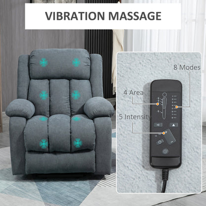 Power Lift Recliner Chair with Vibration Massage, Lift Chair for Elderly with Footrest, Remote, Side Pocket, Dark Grey