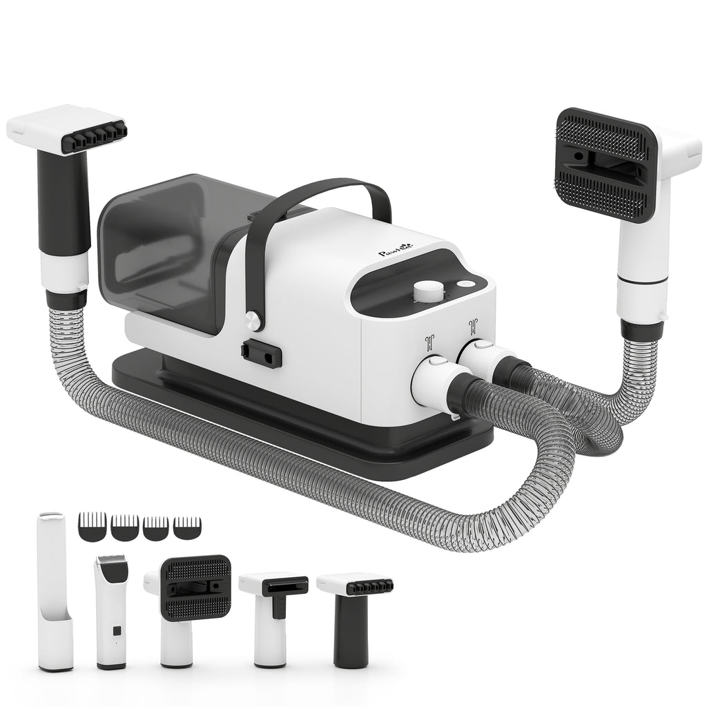 PawHut 5 in 1 Dog Grooming Vacuum & Dryer w/ Clipper, 1.8L Canister, 4 Modes Blow Temperature