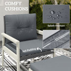 Outsunny Five-Piece Rattan Patio Set, with Wood-Top Table - Grey