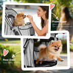 PawHut Dog Pram, Pet Stroller with Reflective Strips, Foldable Cat Stroller with 360° Swivel Wheels, Grey