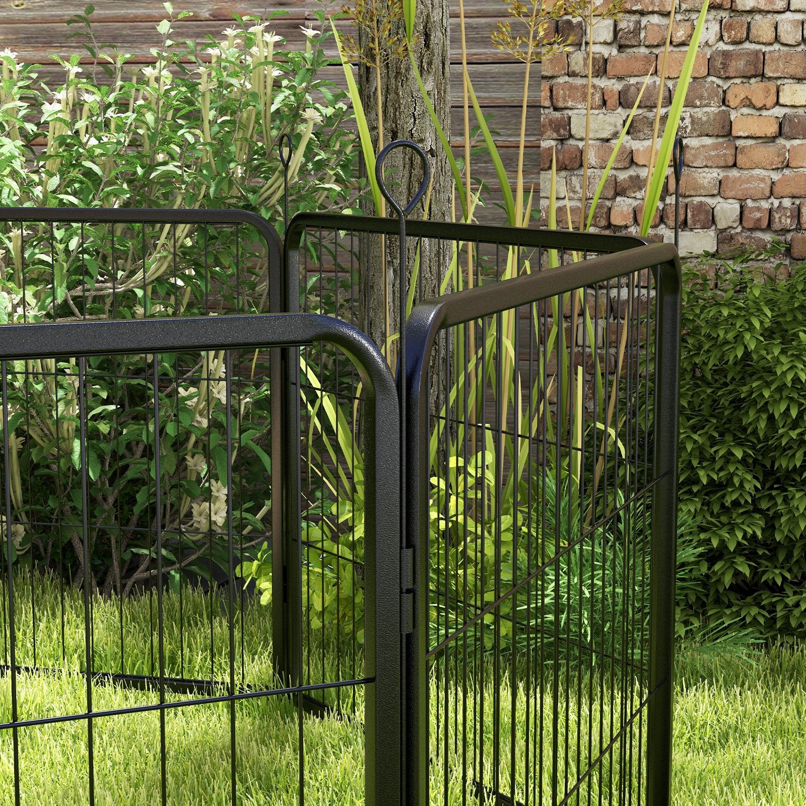 PawHut Steel 8 Panel Dog pen Pet Puppy PlayPen Grey