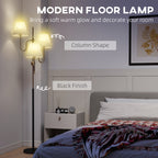 Floor Lamp, 165 cm Tall Standing Lamp with 3 Light and Foot Switch for Living Room, Bedroom, Bedside, Office, E27 Base Without Bulb (40W Max)