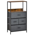 HOMCOM 4 Drawer Storage Chest Unit Home Cabinet w/ Shelves Home Living Room Bedroom Entryway Living Furniture, Black