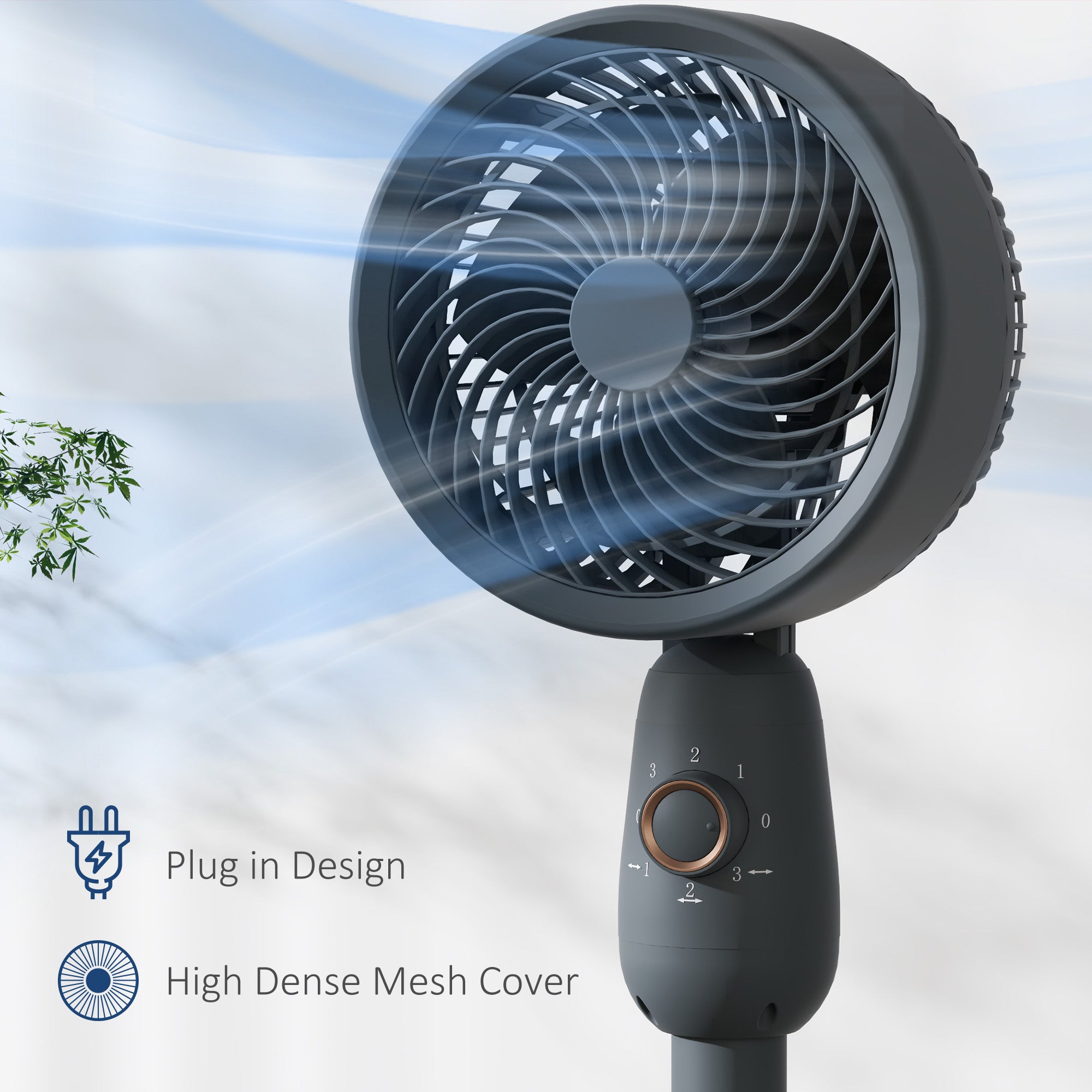 Pedestal Fan, Powerful Air Circulator, 36 Inch Floor Standing Fan with 3 Speed Settings, 70° Oscillating for Bedroom, Home and Office, Grey
