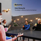 Outsunny Seven-Piece Minimal Metal Garden Dining Set, with Parasol Hole - Black