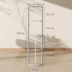 RGB LED Floor Lamp with Shelves, 5-Tier Dimmable Standing Lamp with Adjustable Brightness and Remote Control, Modern Corner Display Shelf Unit for Living Room Bedroom Office, Grey