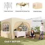 Outsunny 3 x 3m Pop-Up Gazebo Shelter, with Accessories - Sand