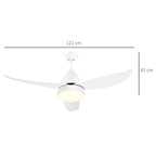 Modern Ceiling Fan with Light, 48-Inch White Small Fans for Bedroom Indoor, Reversible Flush Mount Low Profile Ceiling Light with Remote Control, 3 Blades, 6 Speeds, Timer