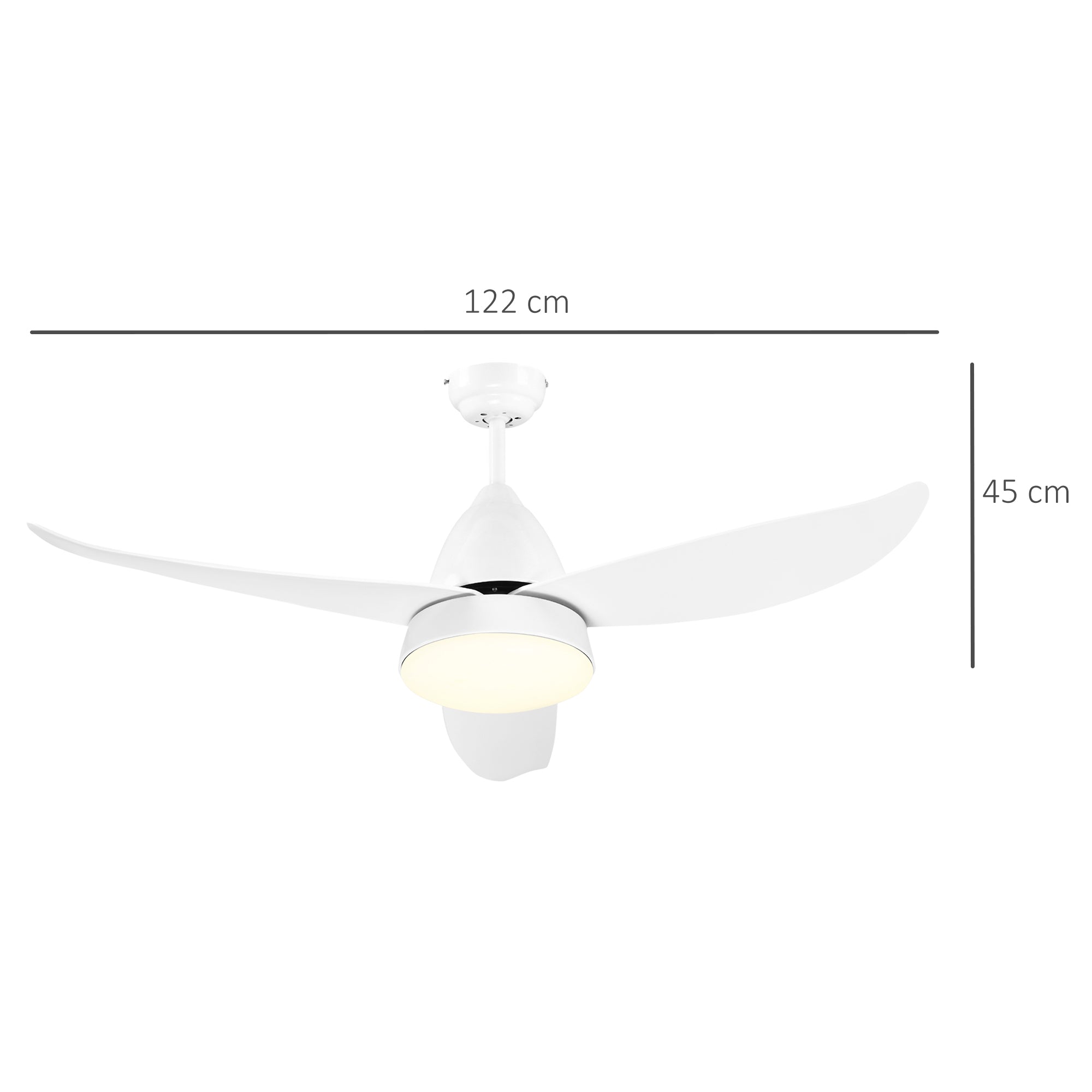Modern Ceiling Fan with Light, 48-Inch White Small Fans for Bedroom Indoor, Reversible Flush Mount Low Profile Ceiling Light with Remote Control, 3 Blades, 6 Speeds, Timer