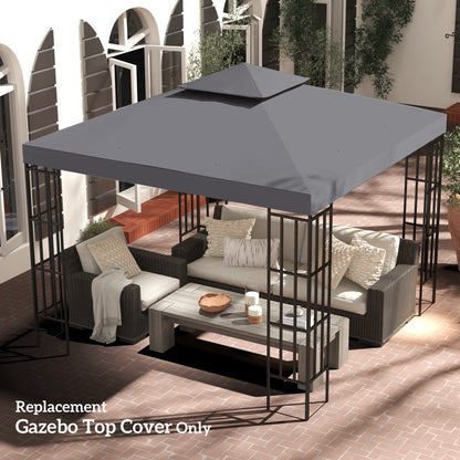 Outsunny 3(m) Gazebo Top Cover Double Tier Canopy Replacement Pavilion Roof Deep Grey