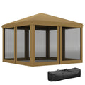 Outsunny 3 x 3 m Pop Up Gazebo, 420D Garden Tent Canopy with Removable Mesh Sidewall Netting, Carry Bag for Garden Patio Outdoor, Khaki