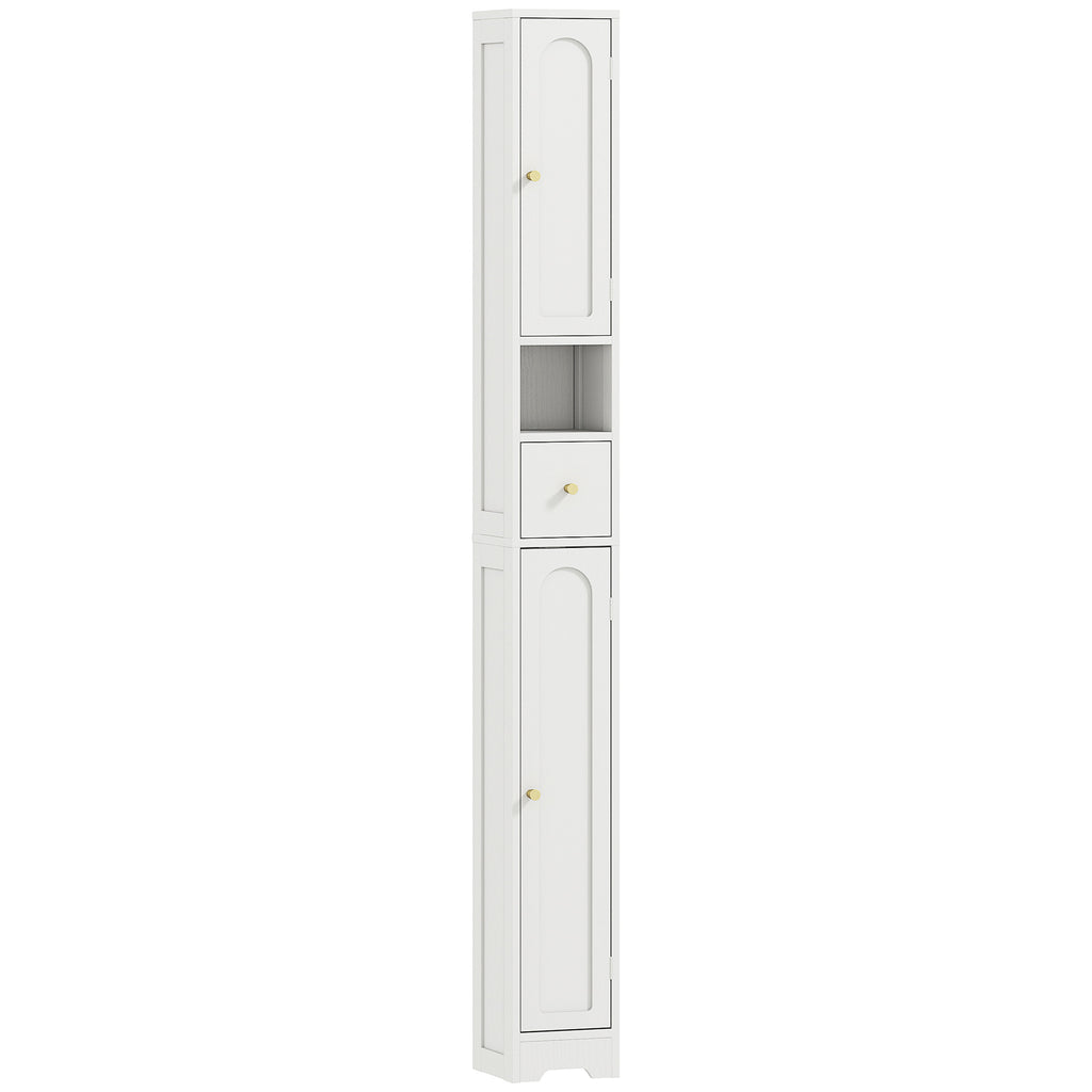 HOMCOM 185 cm Tall Bathroom Cabinet with Arched Doors - White