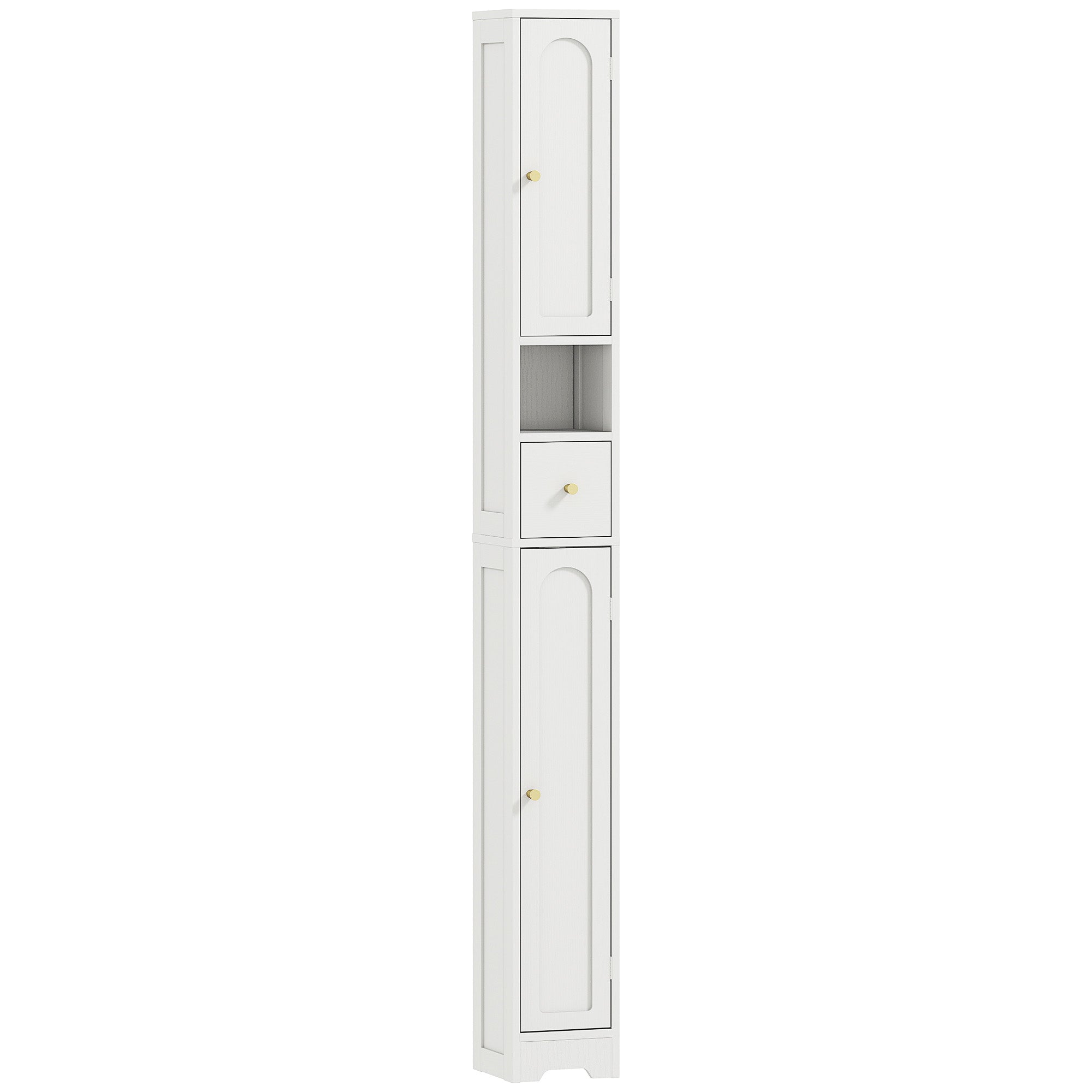 HOMCOM 185 cm Tall Bathroom Cabinet with Arched Doors - White