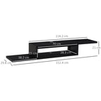 Floating TV Unit, Wall Mounted TV Stand with Open Shelf and 2 Cable Holes, Entertainment Unit for Living Room, Black