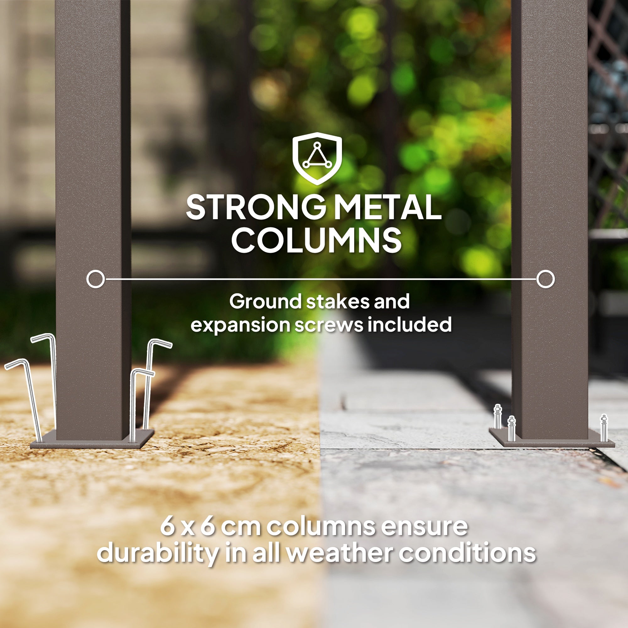 Outsunny 3 x 3(m) Garden Pergola with Waterproof Metal Roof, Lean to Pergola Hardtop Gazebo, Brown