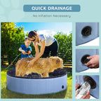 PawHut Foldable Dog Pool for Puppies and Ducks, Thickened PVC Dog Paddling Pool Bath Tub Hard Board, Anti-Slip Bottom and Drainage Hole, 120 x 30cm, Blue