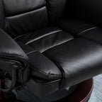 HOMCOM Recliner Chair With footstool, Recliner Armchair up to 130kg Weight Capacity, 135° Reclining Swivel Sofa Chair, PU Leather Ergonomic Couch Bed with Swivel Wood Base for Living Room, Black