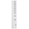 kleankin Modern Bathroom Storage Cabinet, Freestanding Tall Bathroom Cabinet with Open Shelves and 3 Cupboards with Door, for Bedroom Hallway, White