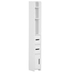 kleankin Modern Bathroom Storage Cabinet, Freestanding Tall Bathroom Cabinet with Open Shelves and 3 Cupboards with Door, for Bedroom Hallway, White