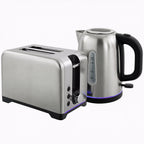 Simple Polished Toaster and Kettle Set - Silver Tone